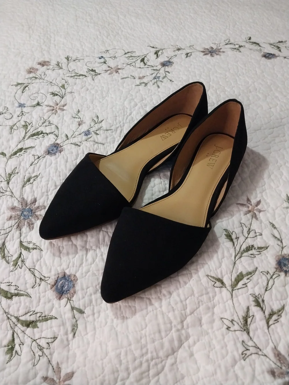 J. Crew Black Pointed D'Orsay Flats Chic.Corporate Bussines Wear Size 7
